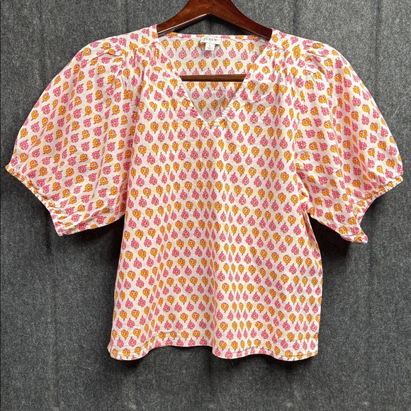 J. Crew Tops - J. Crew Pink and Orange Patterned Blouse